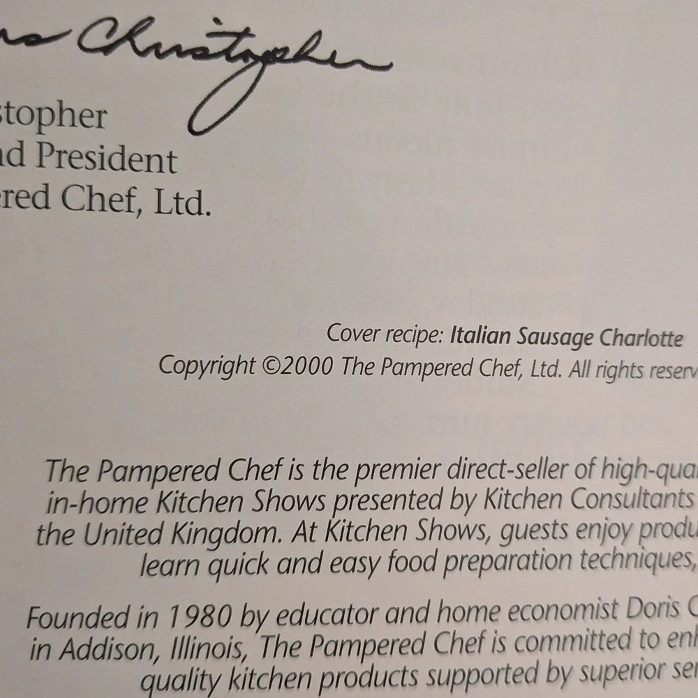 The Pampered Chef Main Dishes Cookbook Doris Christopher Spiral Bound 2000‎ Vtg
